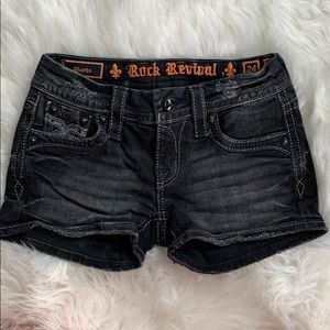 Rock Revival Karla black distressed jean shorts 24